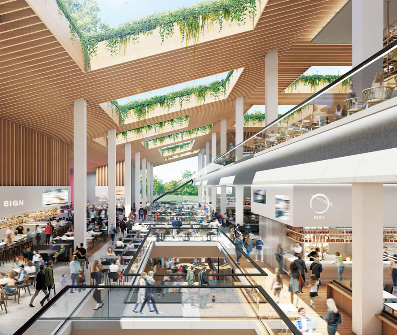 Rendering of the proposed foodhall at the Oakridge redevelopment.