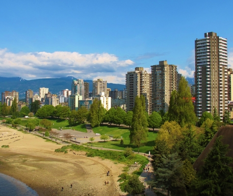 View of Vancouver's Westend from the Burrard Street Bridge looking North.