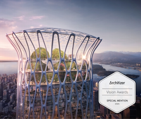 Georgia & Abbott render with Architizer Vision Awards badge.