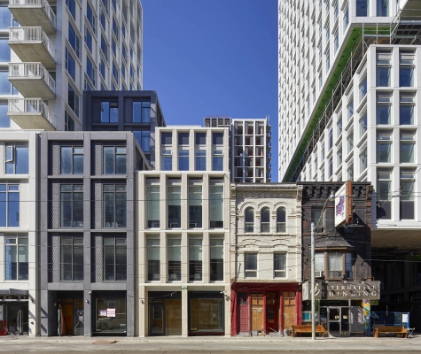 Mirvish Village under construction, Bathurst Street streetscape in view.